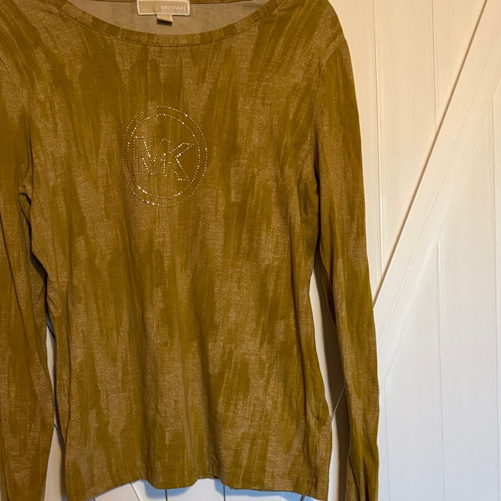 Michael Kors Metallic Gold Long Sleeve Top